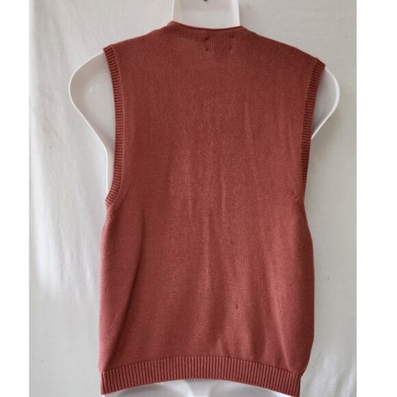 Lands End Vtg  90's  Dusty Rose Button Down Sleeveless Cotton Vest Womens Medium - Picture 2 of 7